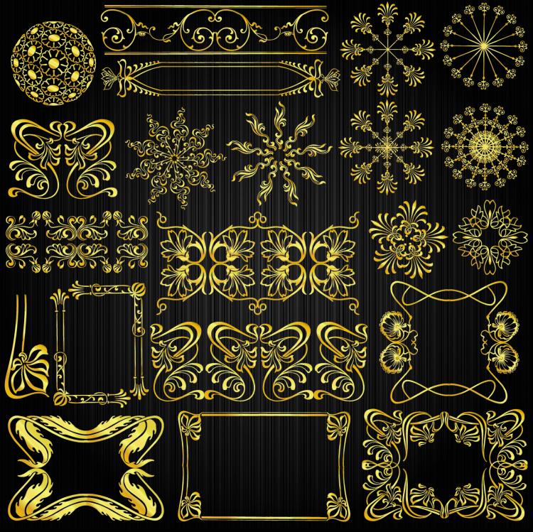 free vector Beautiful gold pattern 01 vector